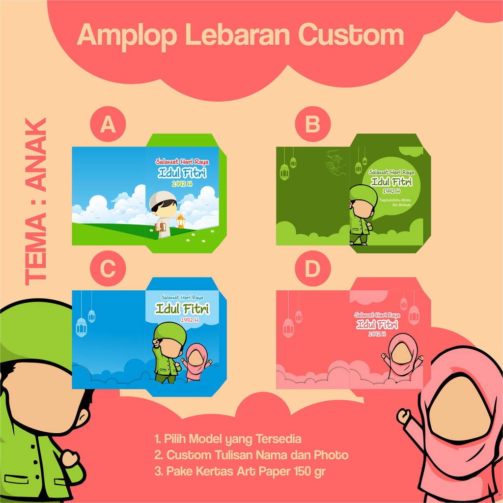 AMPLOP / ANGPAP LEBARAN CUSTOM TERMURAH - MODEL ANAK