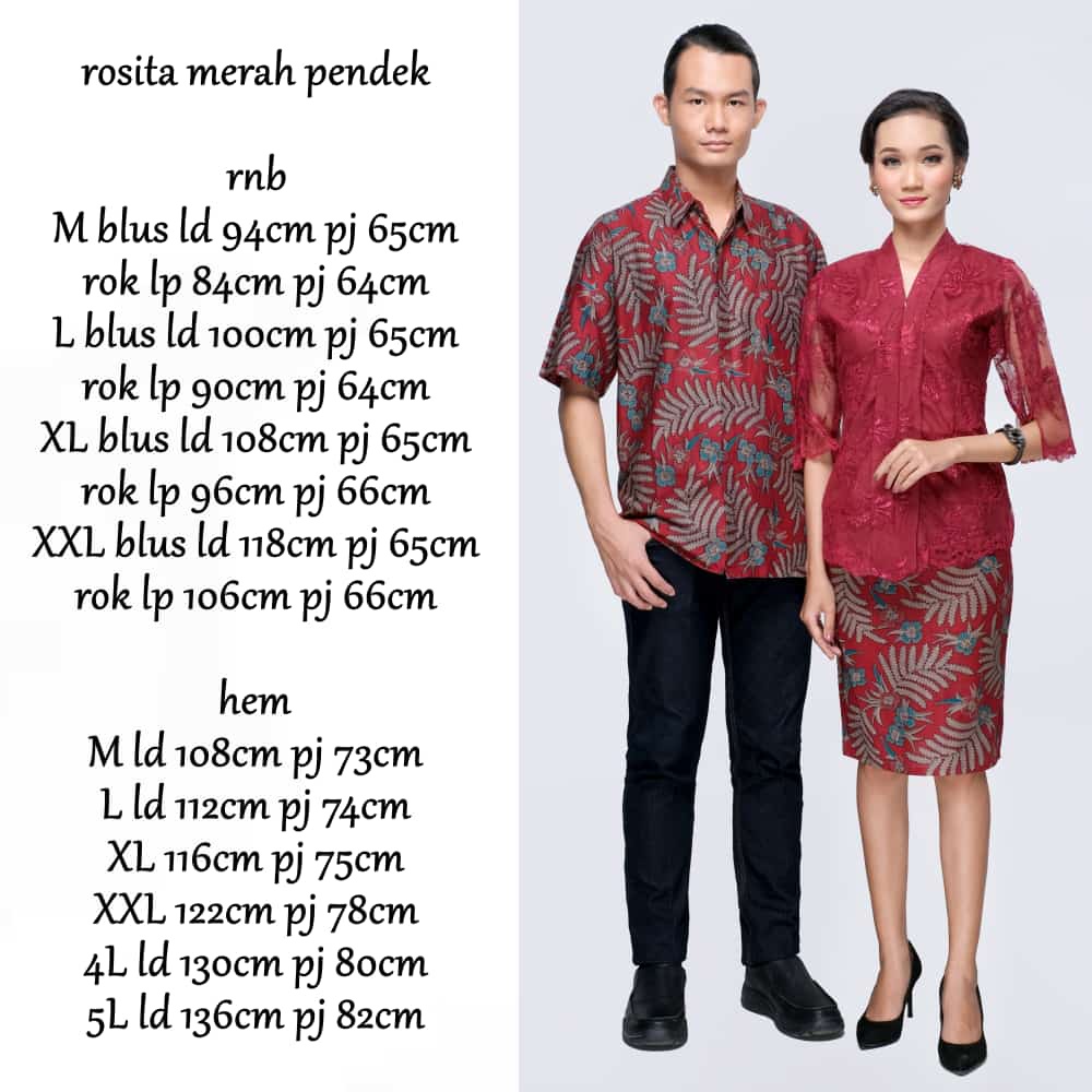 ROSITA BROKAT PENDEK MERAH BATIK COUPLE KELUARGA PASANGAN MODERN JUMBO PREMIUM SARIMBIT AYAH IBU ANAK SET