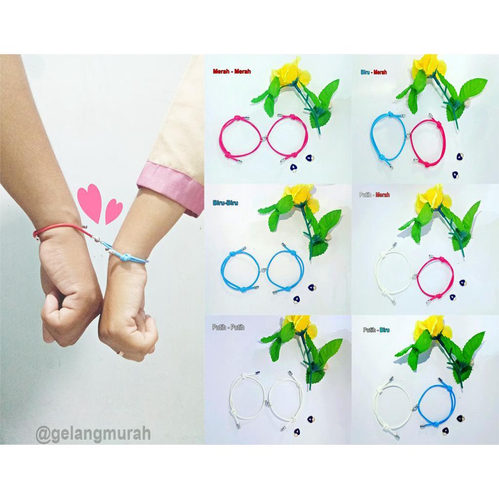 2 pcs gelang magnet/1 Pasang Gelang Couple Magnet Gelang Tali Couple Magnet Attract persahabatan