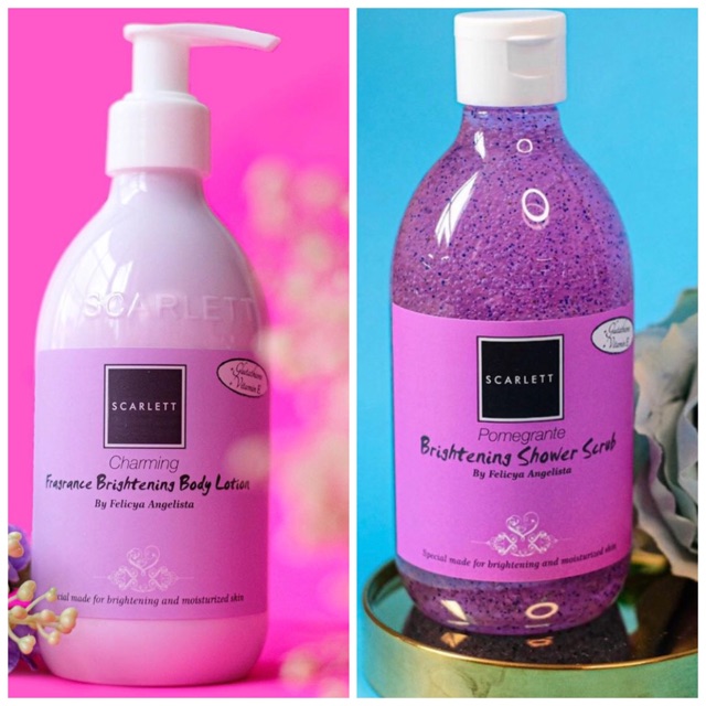 Scarlett Body Lotion Charming & Shower Scrub Pomegrante