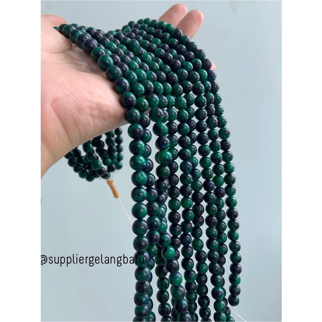 batu 8mm green chrysocolla bahan rangkai aksesoris bacan akik hijau