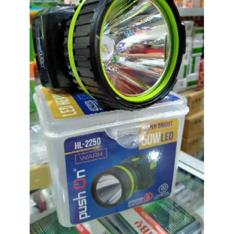 Senter Kepala Selam / Headlamp Diving LED 50watt Putih/Kuning PUSH ON HL-2112DV