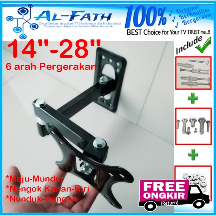 Bracket Tv Monitor Lengan 14&quot; s/d 28&quot; 6 arah Fleksible AEI.SWK1-001