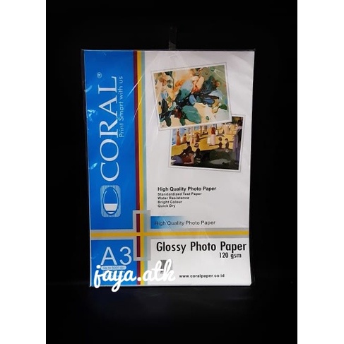 

(DISKON TERMURAH) KERTAS FOTO GLOSSY KILAP A3 120 GSM CORAL PHOTO PAPER A3 GLOSSY 50 LBR