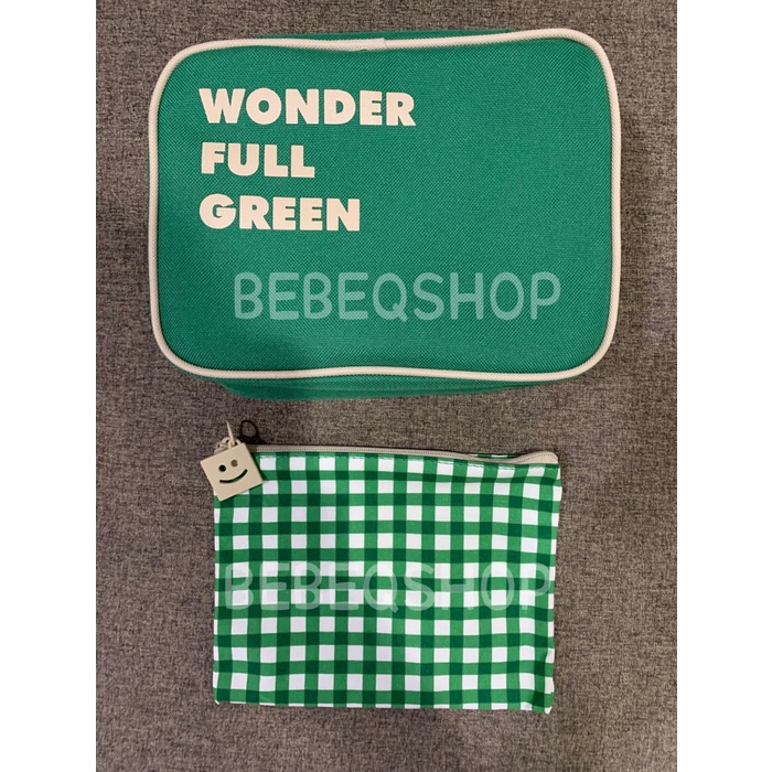 ༺ COD AKTIF ༻ Innisfree Pouch Tempat Tas Kosmetik WONDER FULL GREEN (2pcs)