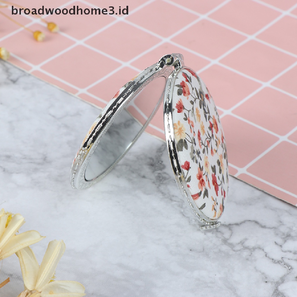 (Home) Cermin Saku Lipat Mini Dua Sisi Motif Bunga Vintage