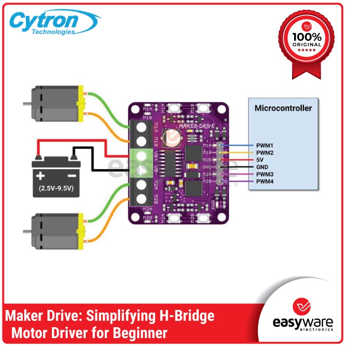 Cytron Maker Drive : Simplifying H-Bridge Motor Driver for Beginner