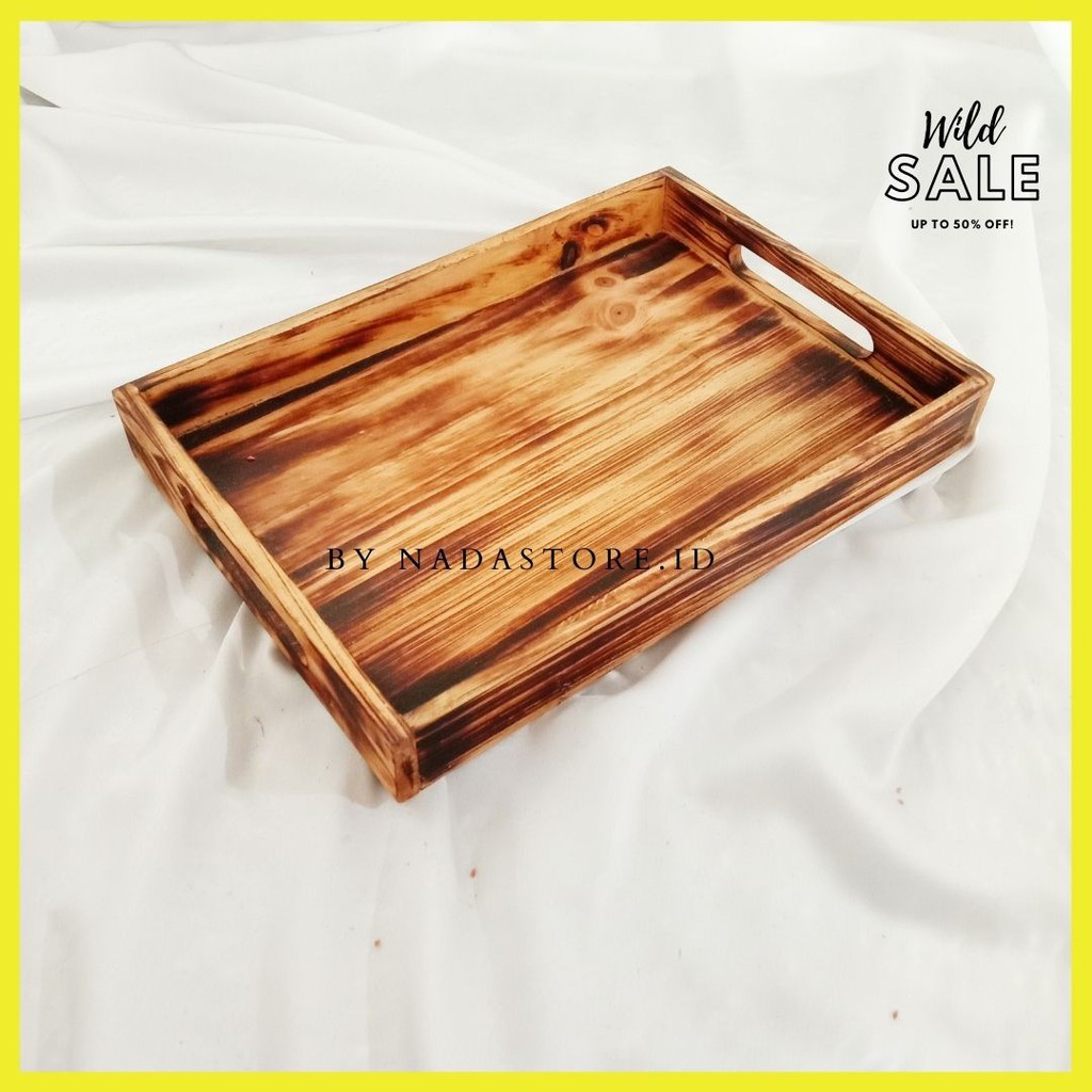 Serving Tray – Crafted from Fir Wood and with Two Handles W-015