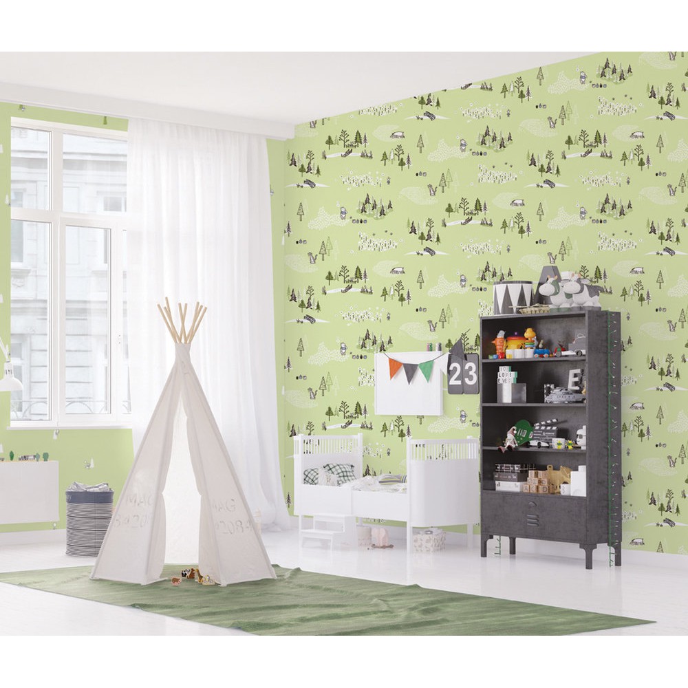 Wallpaper dinding anak baby room korea| roll besar 1.06 x 15.6m | TRIDEE DREAM WORLD 2