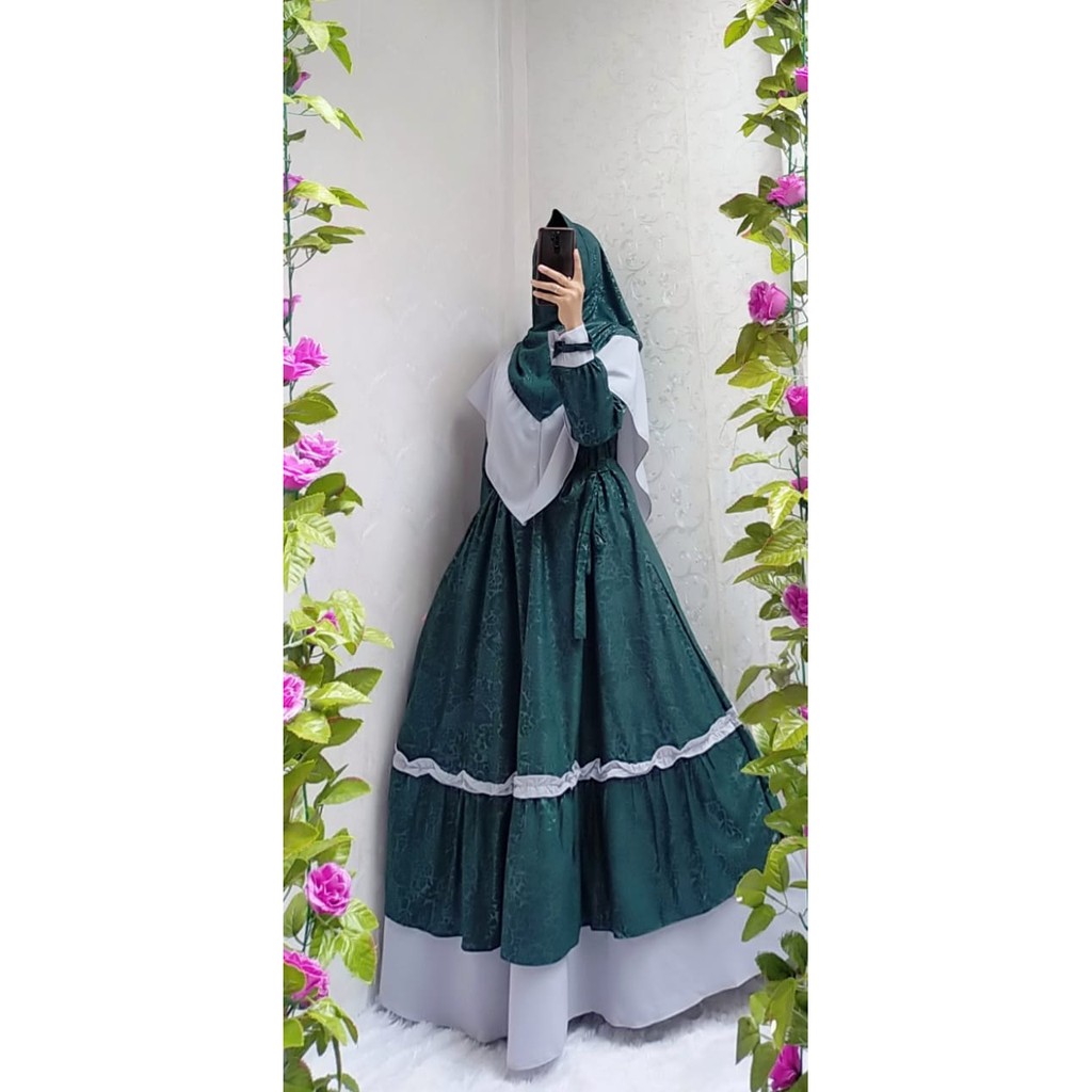 Gamis wolfis embos set jilbab syari free cadar niqob purdah terbaru muslimah fashion modis kalea