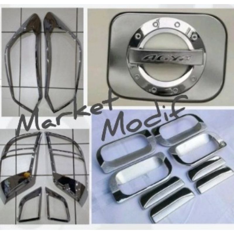 Paket Garnish Lampu-Handle-Outer-Tank Cover Chrome Agya 2017-2021
