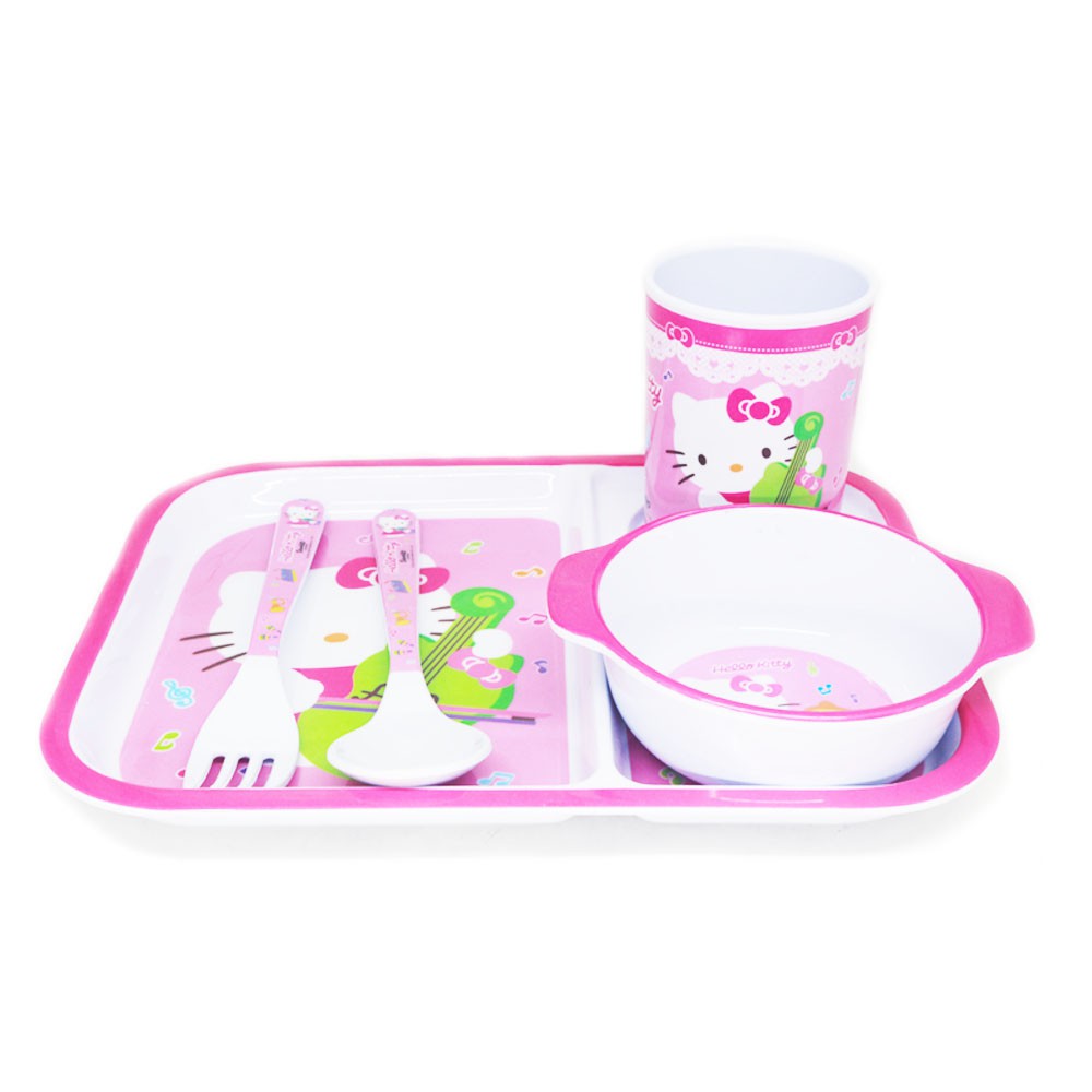 Vanda Hello Kitty Set Tempat Makan Anak Melamin - Pink