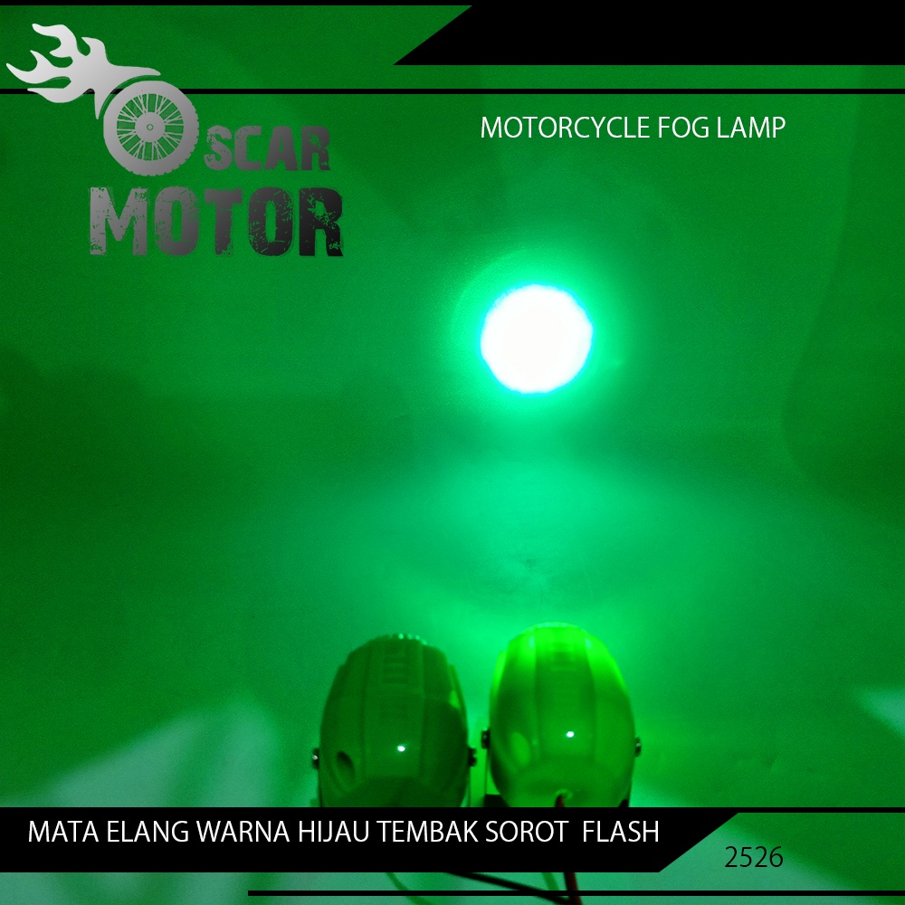 Lampu LED Mata Elang Strobo Mode Eagle Eye WATERPROOFT SEN FLASH GREEN motor