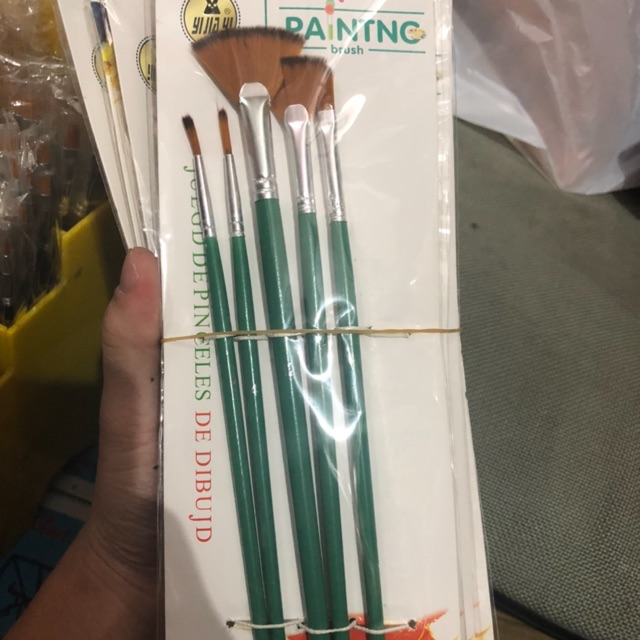 

Kuas lukis achiang terbaru gagang hijau isi 5 kuas bahan nylon