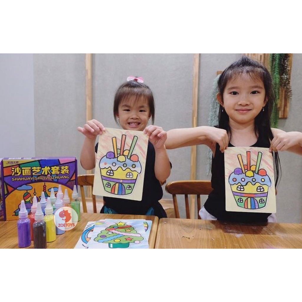 Zoetoys Sand Painting Set With Box | DIY Melukis Pasir  Menggambar Prakarya mewarnai | Mainan Edukasi Anak Cari kado Natal