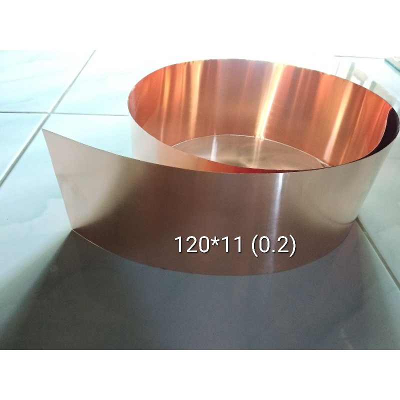 lembaran plat tembaga ukuran 120x11cm tebal 0.2mm