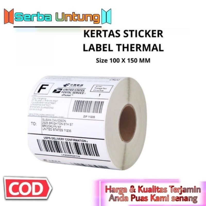 Label Sticker Thermal Model Lipat 100x150 / Kertas sticker thermal 500 pcs / Label Thermal 100x150