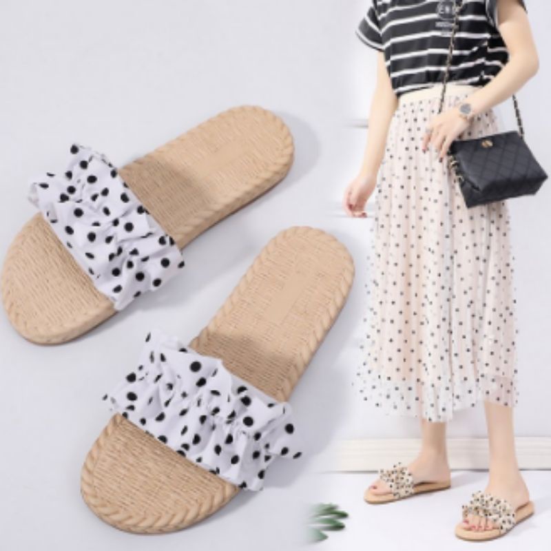 SANDAL KOKOP WANITA PRESS KERUT POLKADOT SM10