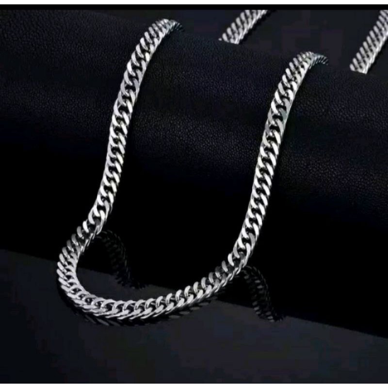 kalung rante pria titanium silver