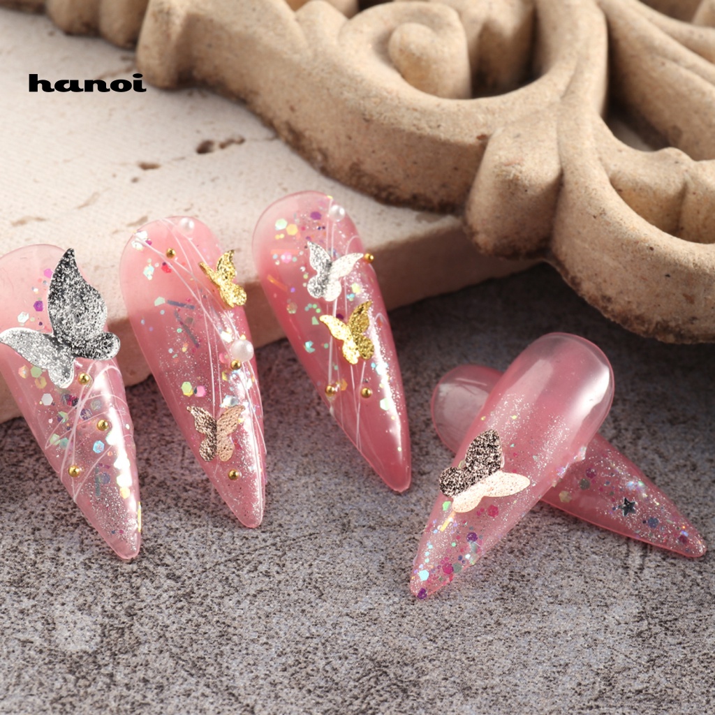 Han_ 1 Kotak Hiasan Kuku Bentuk Kupu-Kupu Untuk Nail Art