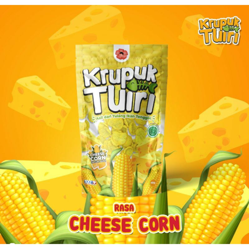 

Kerupuk Tuiri (Tulang Ikan Tenggiri)/ Kerupuk Tinggi Kalsium isi 70gr Rasa Cheese Corn