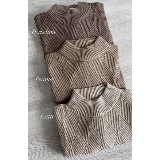 Fwdaily - ANNA ( crop sweater - sweater rajut motif turtleneck )-6