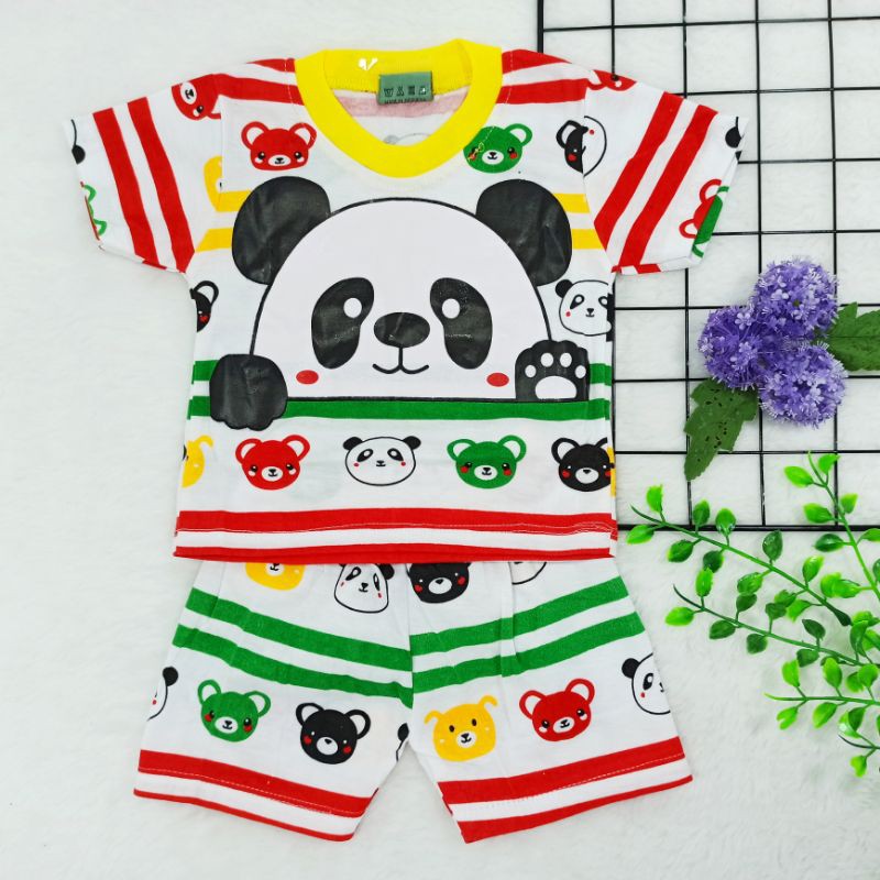 [Ss-4023] Pakaian Bayi 0-9bulan, Baju Kaos Bayi, Setelan Anak Laki-laki Murah Kece Berkualitas PANDA