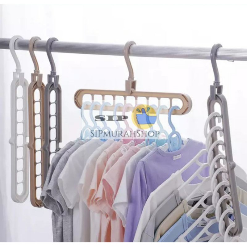 Gantungan Hanger Serbaguna GSF/GANTUNGAN BAJU LIPAT MULTIFUNGSI 9 LUBANG BERPUTAR 360 DERAJAT