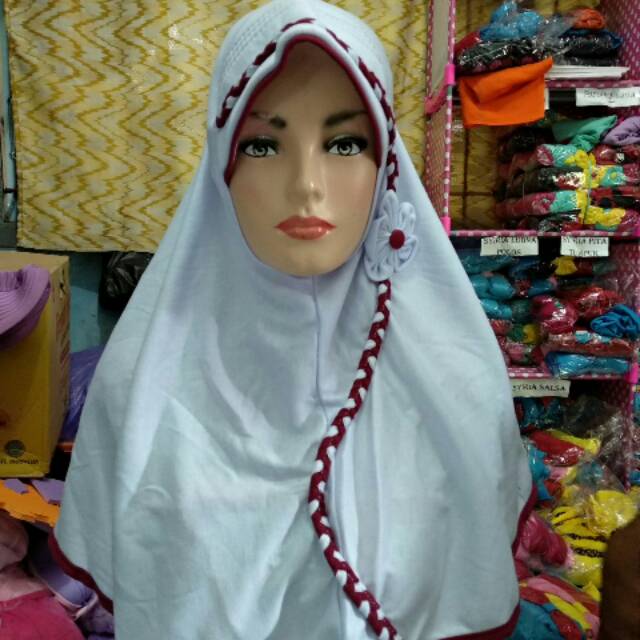 Kerudung kepang SD Kerudung anak sekokah SD l Putih/pramuka