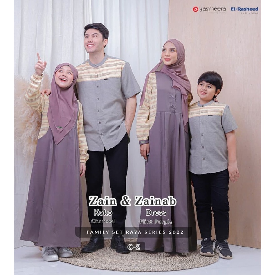 SARIMBIT YASMEERA 2022 C02 ORIGINAL ZAINAB DRESS GAMIS DEWASA GAMIS ANAK FLINT PURPLE ZAIN KOKO DEWA