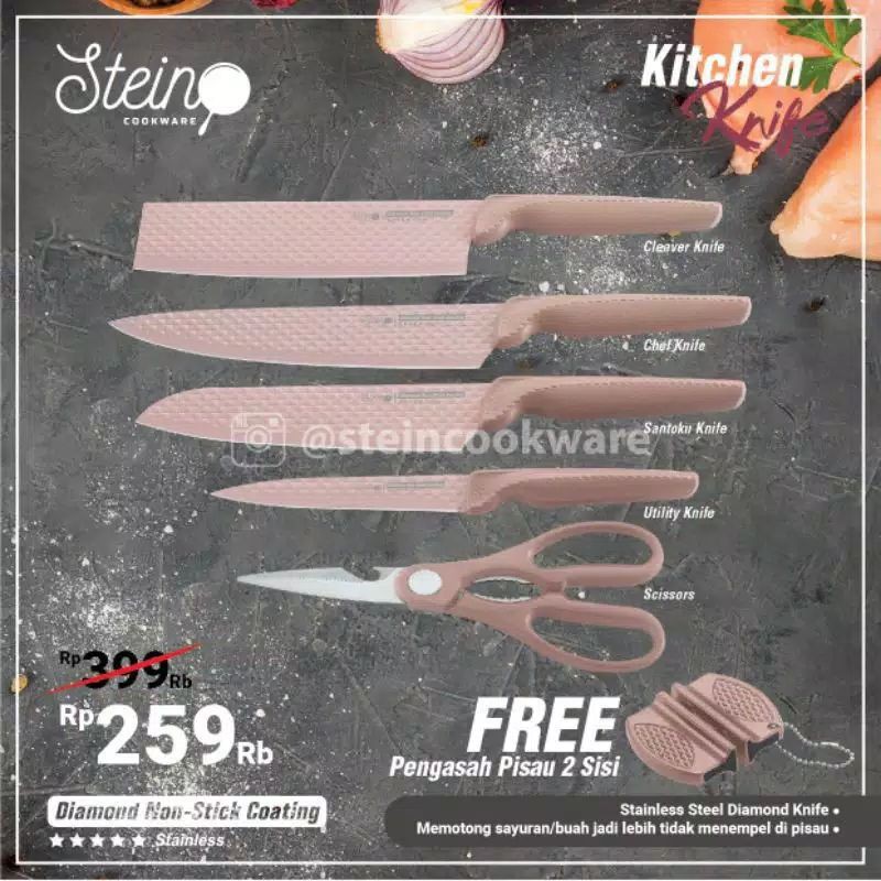 Stein Cookware Steincookware Pisau Diamond Knives 6 in 1 Set | Shopee