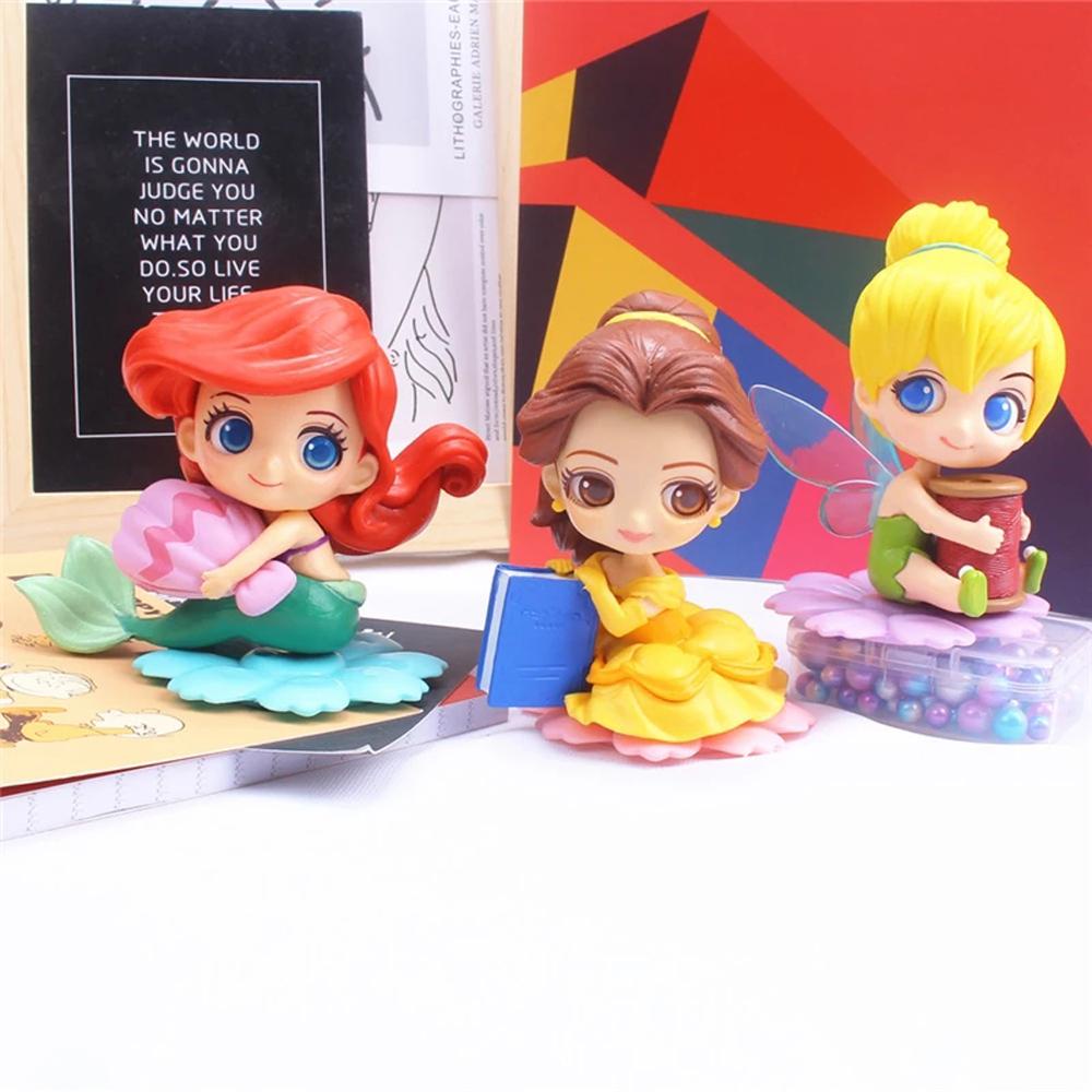 Agustinina Princess Action Figure Hadiah Natal Lucu Princess Figure Mainan Princess Belle PVC Snow White