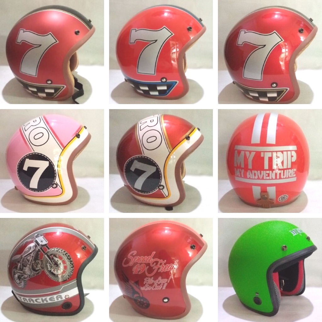 Helm Retro Motif Keren Murah