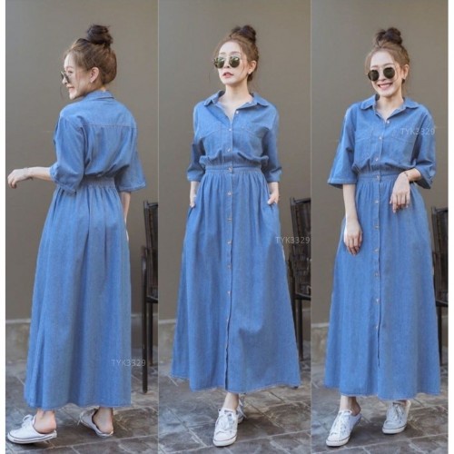 Maxi dress Baju Panjang wanita Maxi Dress Muslim Wanita Polos Terusan Wanita Polos Kasual