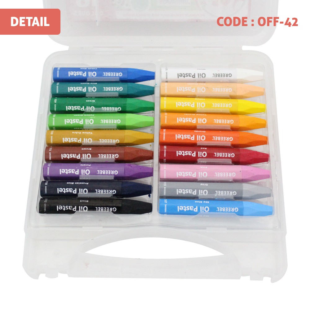 OFF-42 | GREEBEL 18 WARNA Crayon Oil Pastel Set 18 Color Alat Kesenian Menggambar