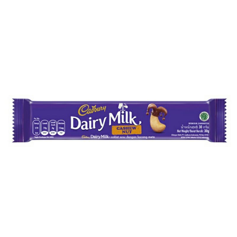 

Cadbury Cashew Nut 30G - Chocolate Dairy Milk