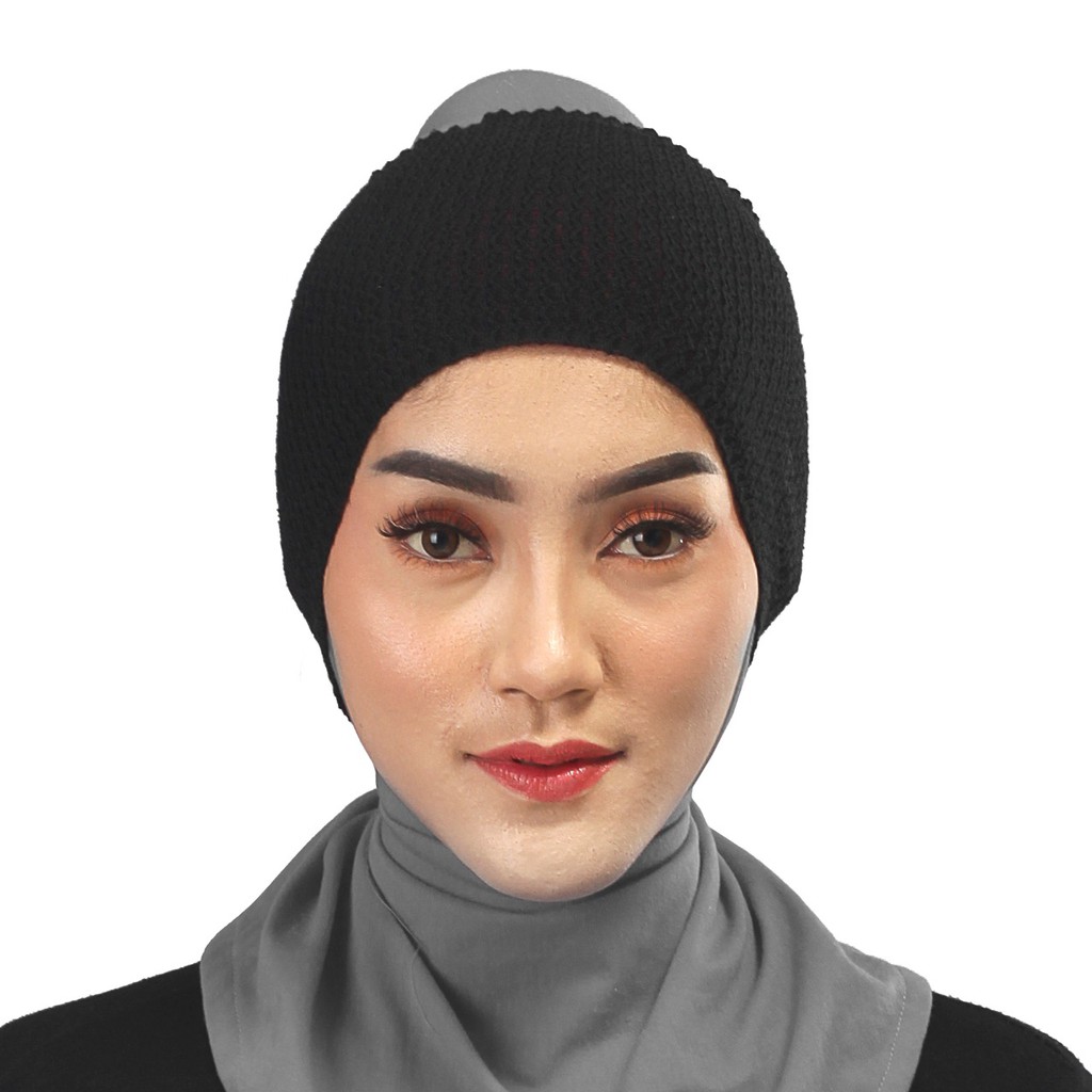 5 Warna Bandana Rajut Polos Zenatta Ciput Kerudung Dewasa Hitam Abu Marun Cream