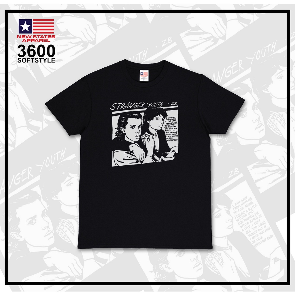 KAOS/TSHIRT HITAM- STRANGER THINGS-SONIC YOUTH