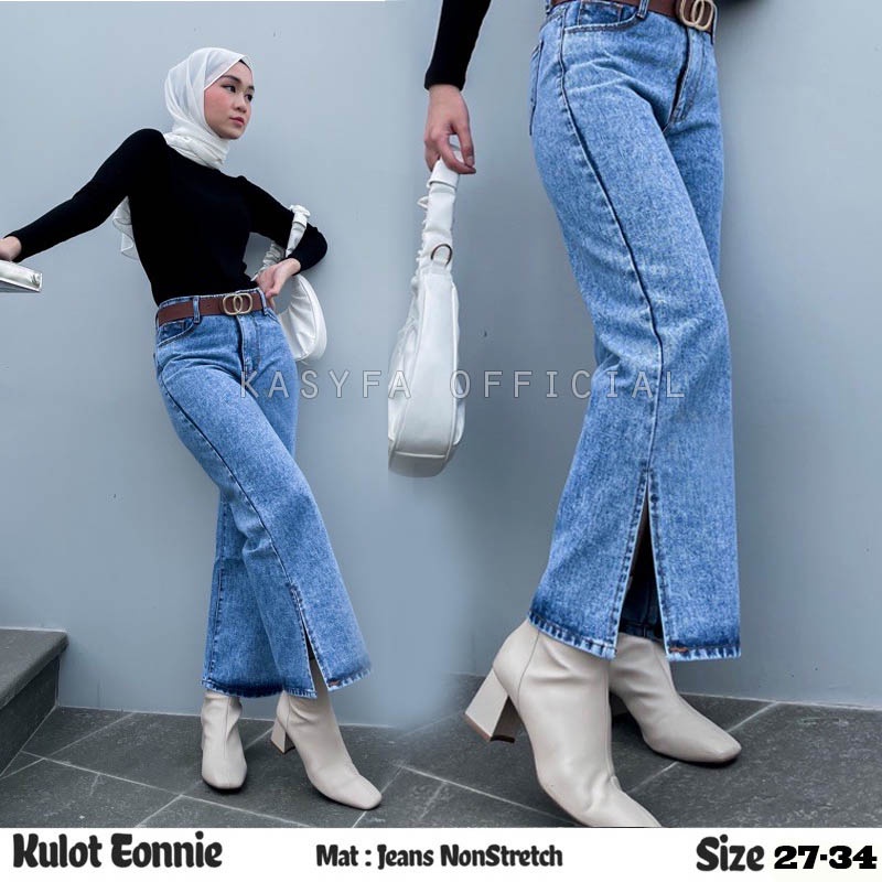 ZIZI KULOT BELAH SNOW PREMIUM // EONNI KULOT JEANS SNOW