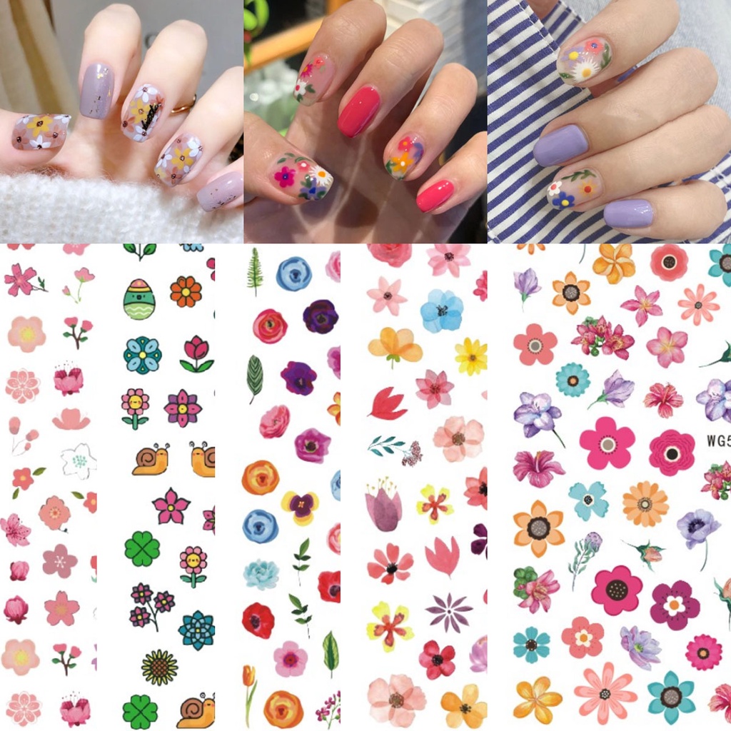 1 Pc Stiker Kuku 3d Motif Bunga Tahan Air Untuk Dekorasi Manicure