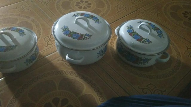 Panci Jadul Motif Bunga Isi 3pc _panci Reona Tutup Kaca