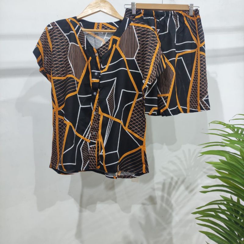 0PIYAMA KANCING PENDEK | PIYAMA BUSUI PENDEK | PIYAMA RAYON | BAJU TIDUR MURAH-KCB 49