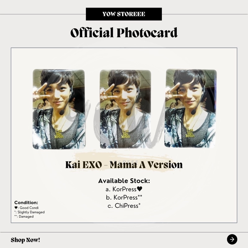 [EXO] Photocard Kai Mama A Korpress & Chipress - Kim Jongin