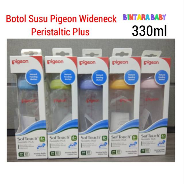 Botol Susu Pigeon 330ml dengan Nipple Wide neck size L / Botol Pigeon Peristaltic Plus Size L