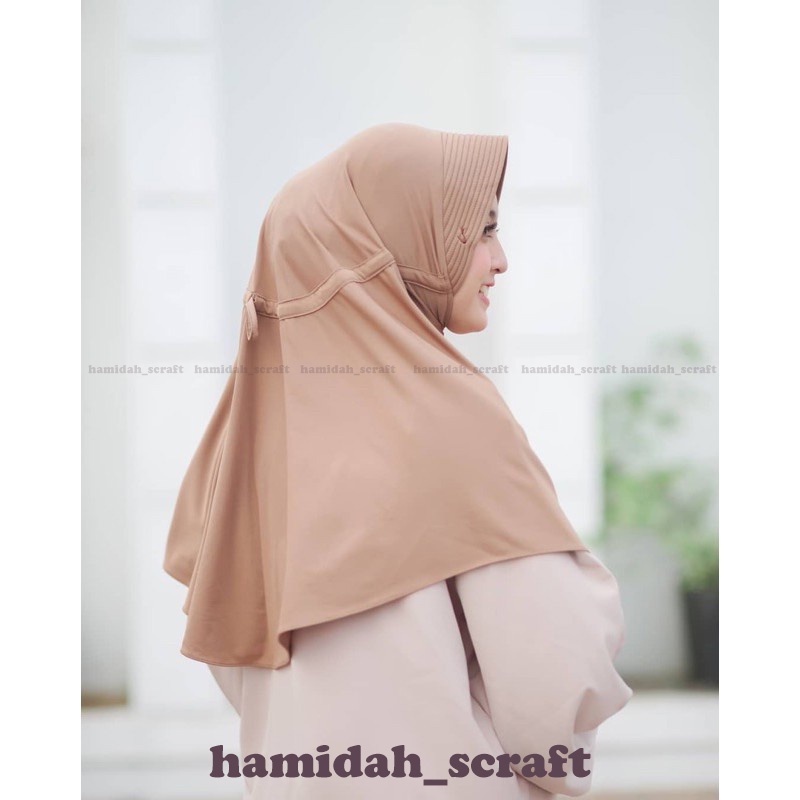 ORI BERGO SERUT HAMIDAH SIZE L PET BORDIR/bergo hamidah/kerudung harian/hijab instan/hijab bergo.