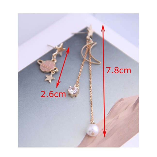 LRC Anting Tusuk Fashion Golden Star Pearl Stud A61353