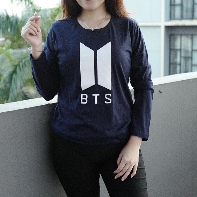 Kaos longsleeve murah / Grosir Kaos Lengan panjang New BTS Army navy
