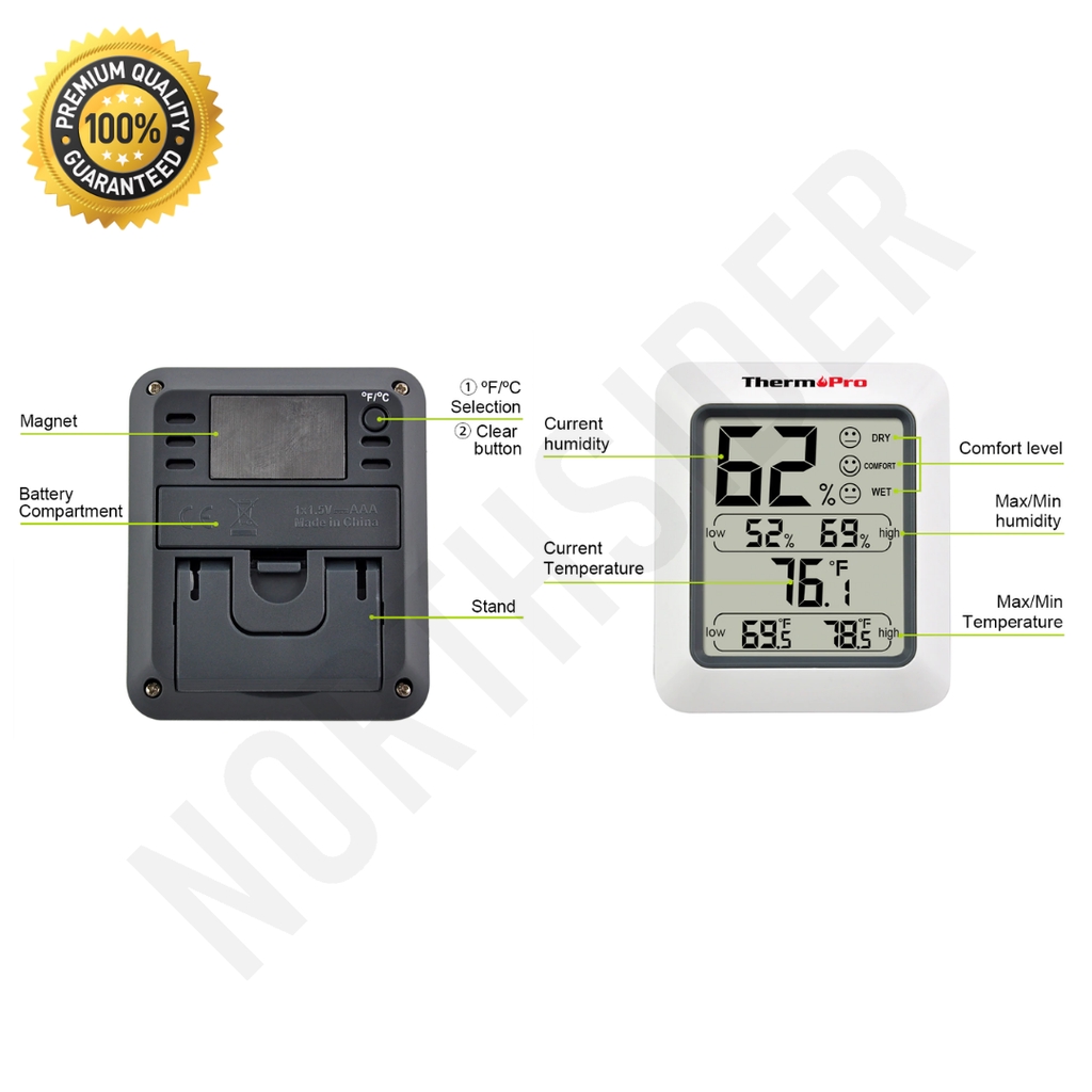 THERMOMETER HYGROMETER HUMIDITY | TERMOMETER SUHU RUANG THERMOPRO TP50