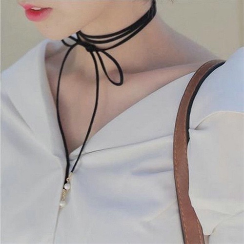 Hu Hu Hu Hu Hu Alat Bantu Pasang Kacamata♡ Kalung Choker Tali Velvet Gaya Gothic Retro Boho Untuk Wanita