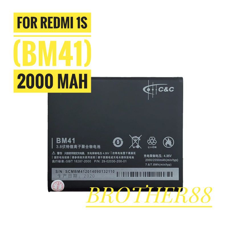 BATTERY BATERAI BATRE XIAOMI REDMI 1S (BM41) ORIGINAL C&amp;C